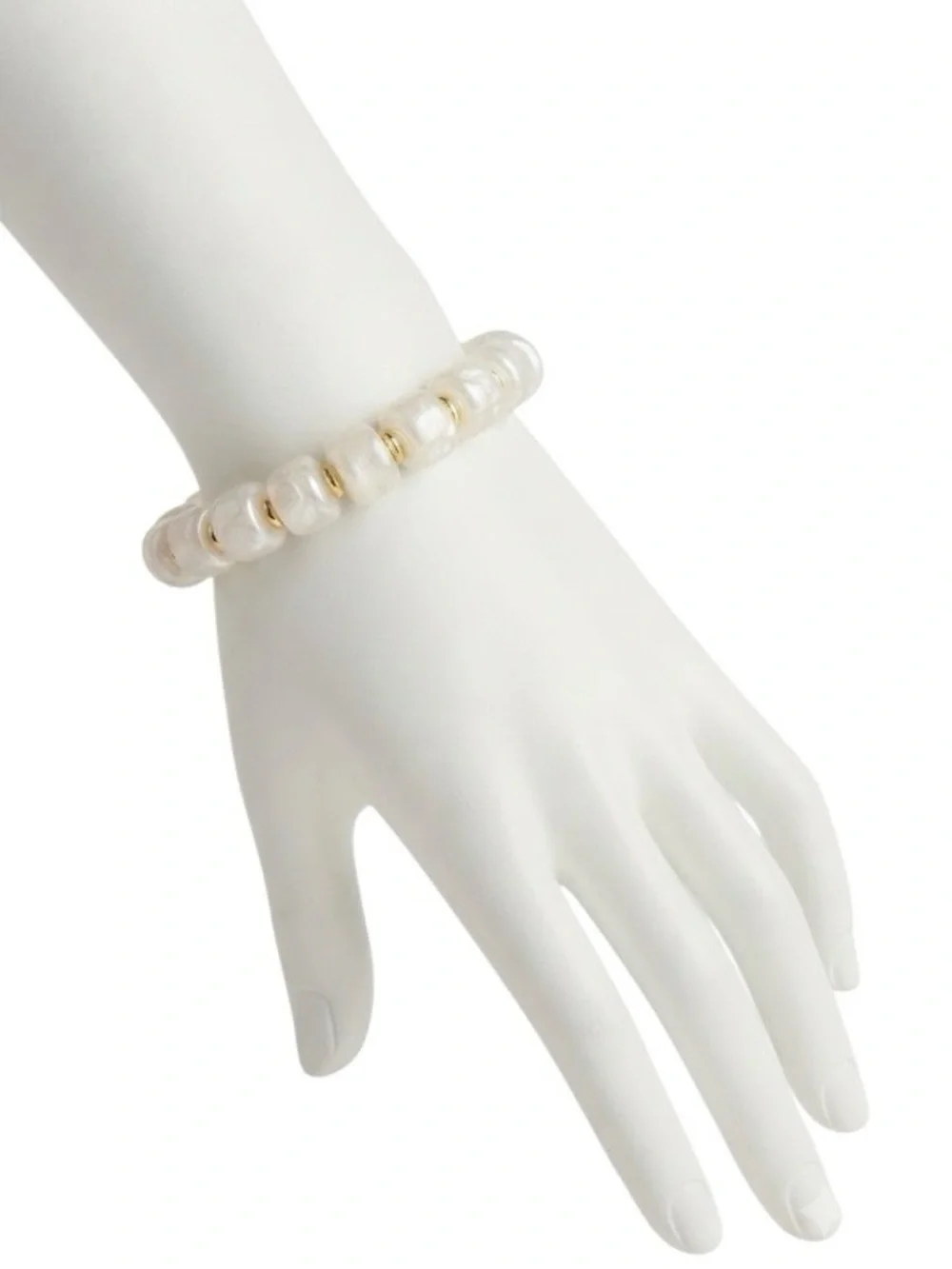 Boho Style Multicolor White/Gold Boho Chunky Beaded Strand Stretch Bracelet-NWT